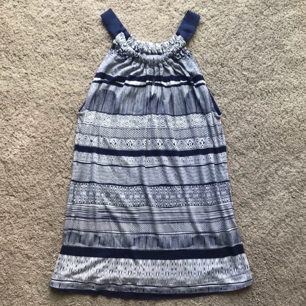 BANANA REPUBLIC Women's Tank Top Key Hole Geometric Blue White Small NWT